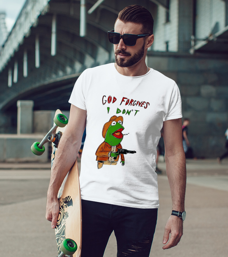 Yeehaw Kermit God Forgives I Don't Cowboy Humor T-Shirt