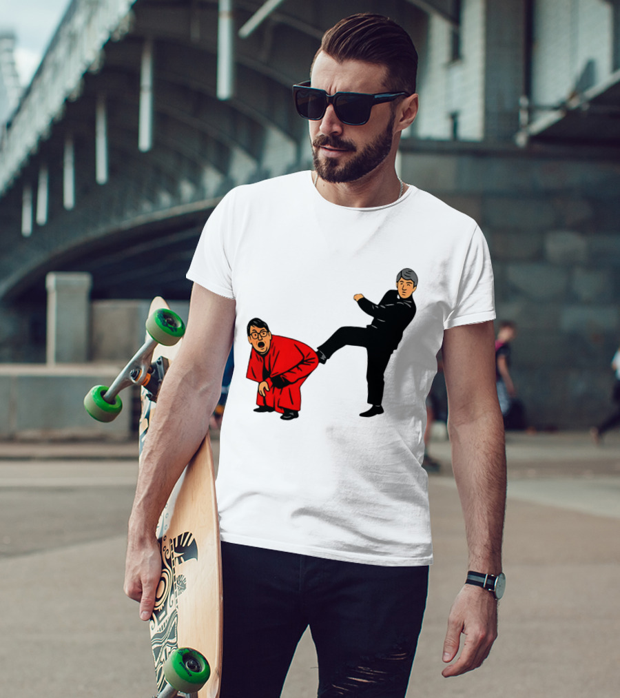 Kicking Random Man Up The Arse Funny Comic Scene T-Shirt