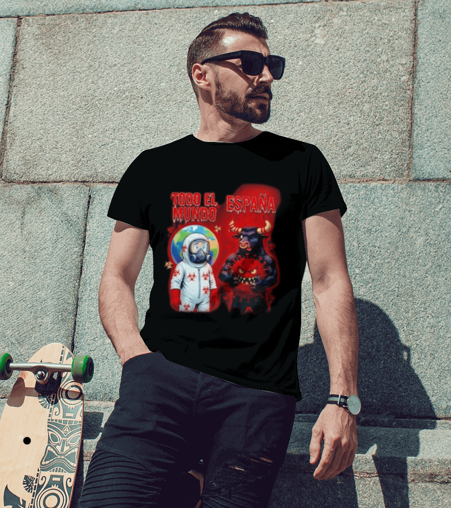 Todo El Mundo España Hantavirus 2026 Hazmat Bull And Virus T-Shirt