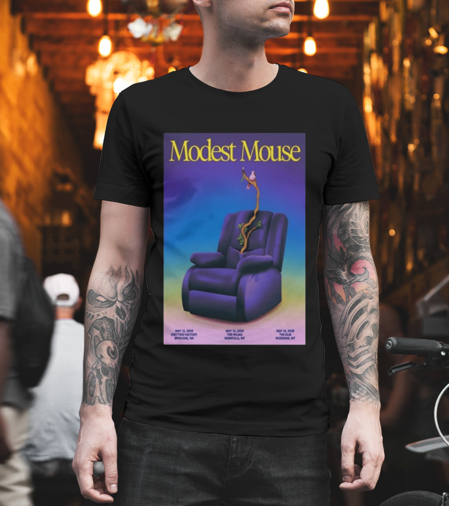 Modest Mouse Tour May 2026 Recliner And Tree Bozeman MT The Elm T-Shirt