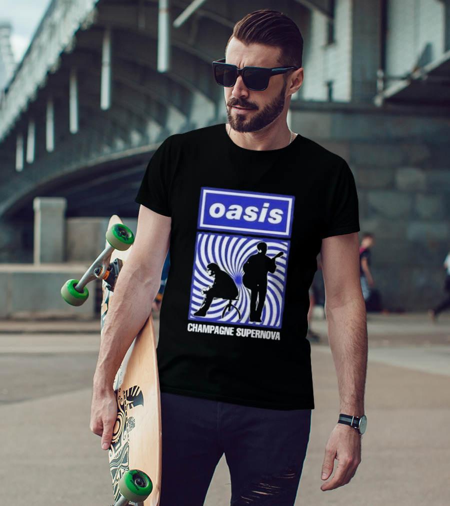 Oasis Champagne Supernova Band Silhouette Spiral T-Shirt