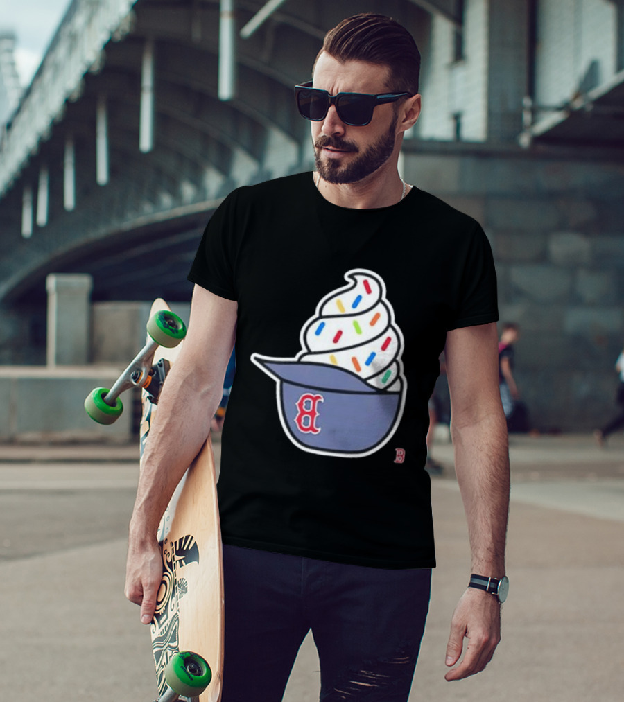 Boston Red Sox Ice Cream Helmet With Sprinkles Baseball Fans T-Shirt
