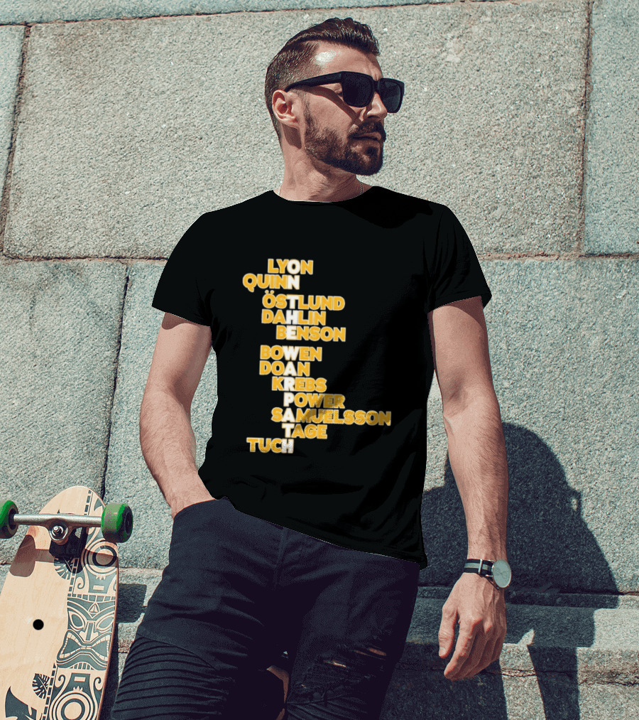 Lyon Quinn Östlund Dahlin Benson Bowen Doan Krebs Power Samuelsson Tage Tuch Buffalo Sabres 2026 T-Shirt