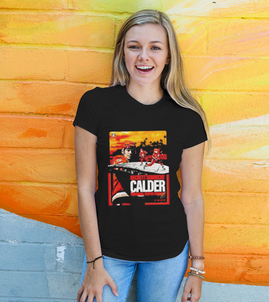 Beckett Sennecke Calder Memorial Trophy Finalist Hockey Player Action Scene T-Shirt