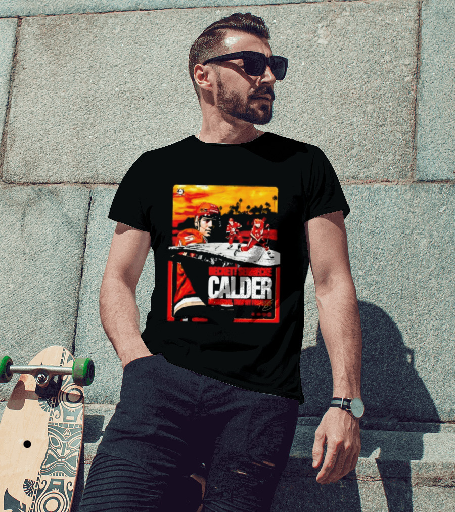 Beckett Sennecke Calder Memorial Trophy Finalist Hockey Player Action Scene T-Shirt