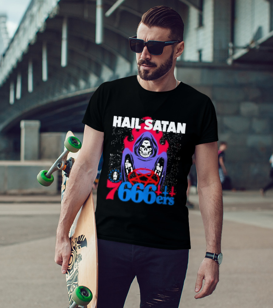 Hail Satan 76ers 666 Flame Creature T-Shirt