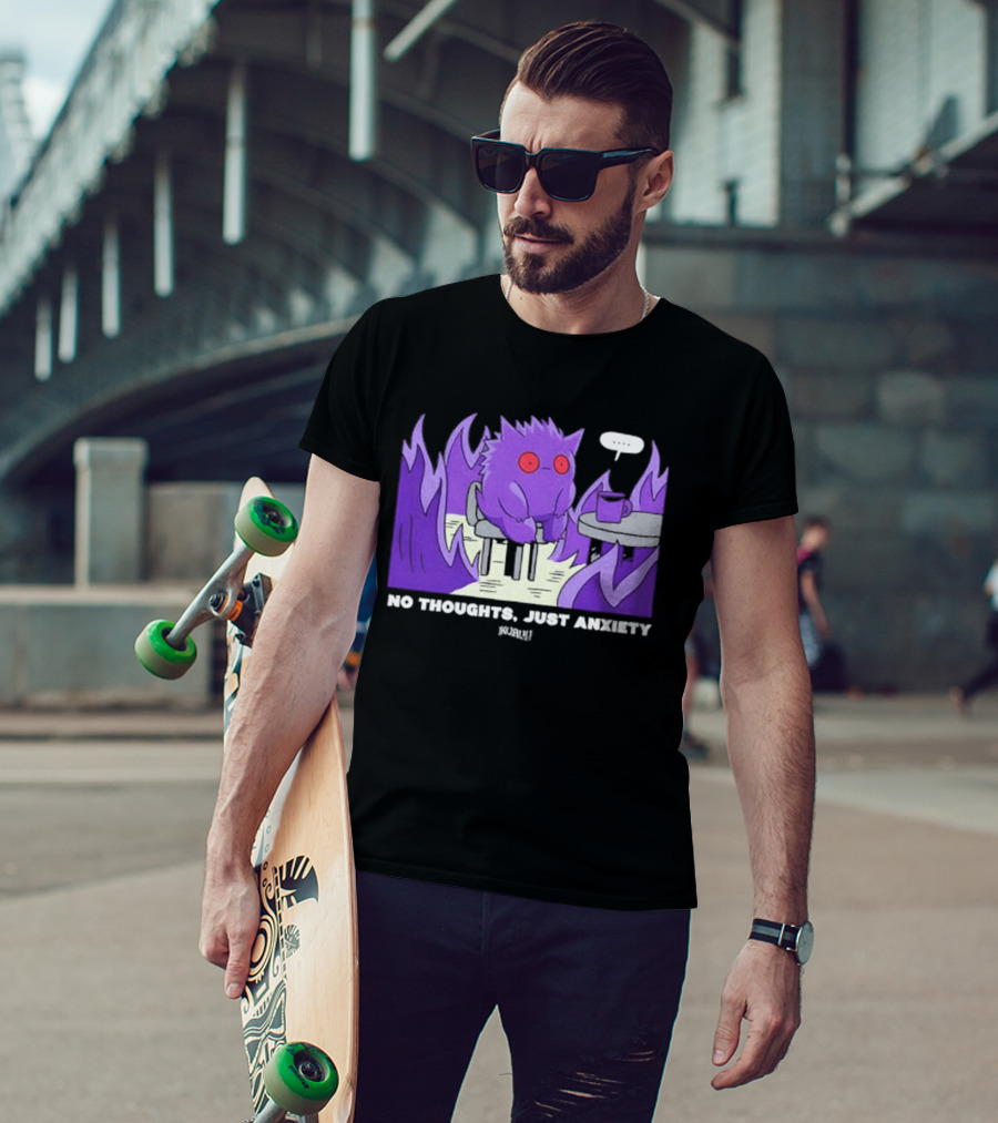 Pokemon Gengar No Thoughts Just Anxiety Purple Flame T-Shirt