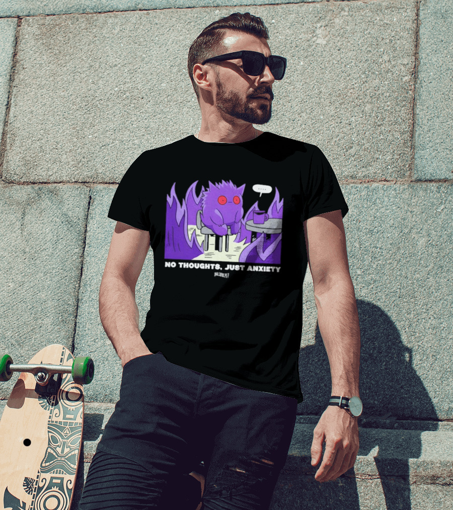 Pokemon Gengar No Thoughts Just Anxiety Purple Flame T-Shirt