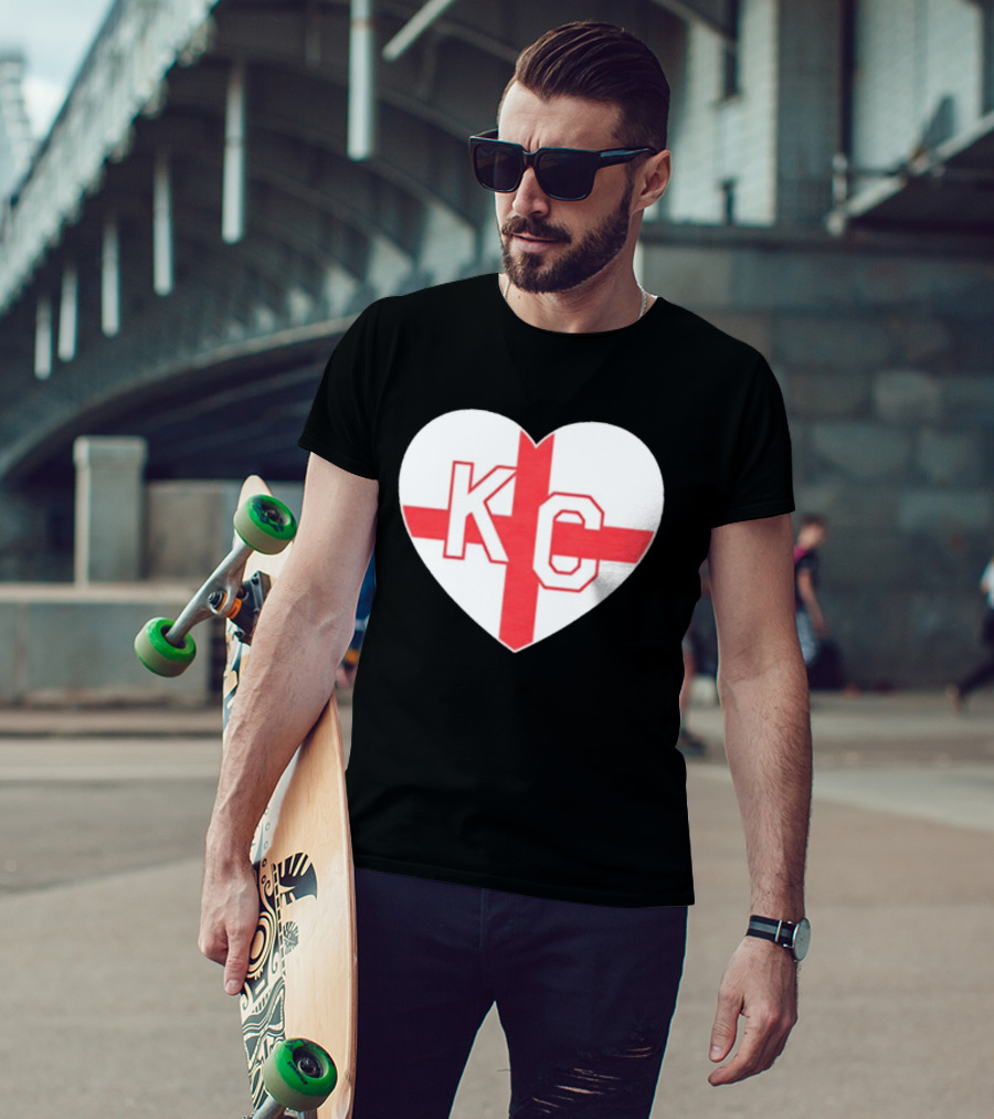 England Kansas City KC Heart Cross T-Shirt