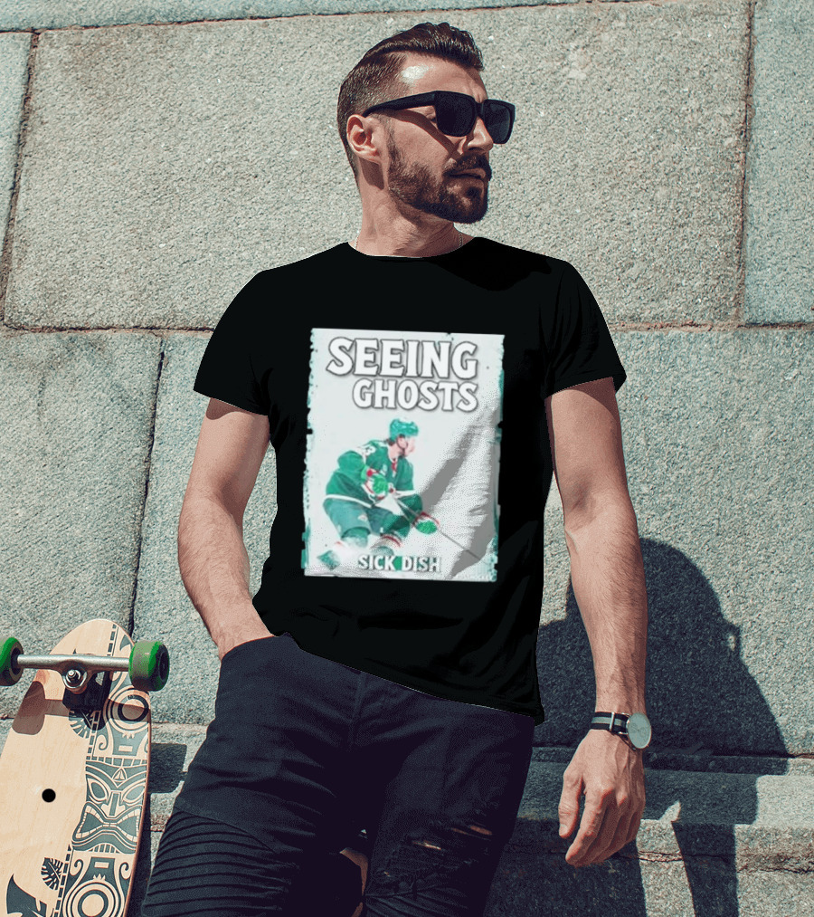 Seeing Ghosts Quinn Hughes Sick Dish Hockey T-Shirt
