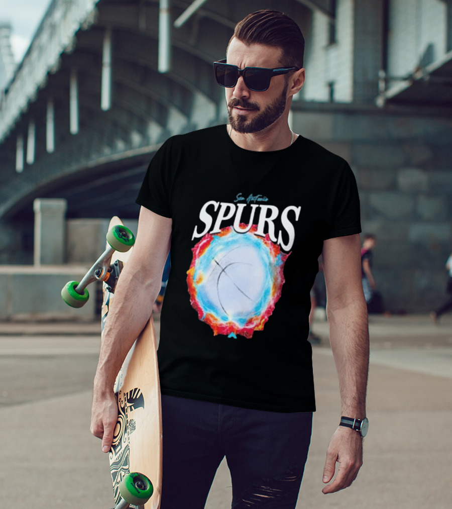 San Antonio Spurs Basketball Fire Ice Burst T-Shirt
