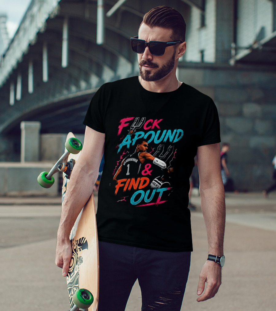 Fuck Around And Find Out Victor Wembanyama Elbowing Naz Reid San Antonio Spurs Basketball T-Shirt