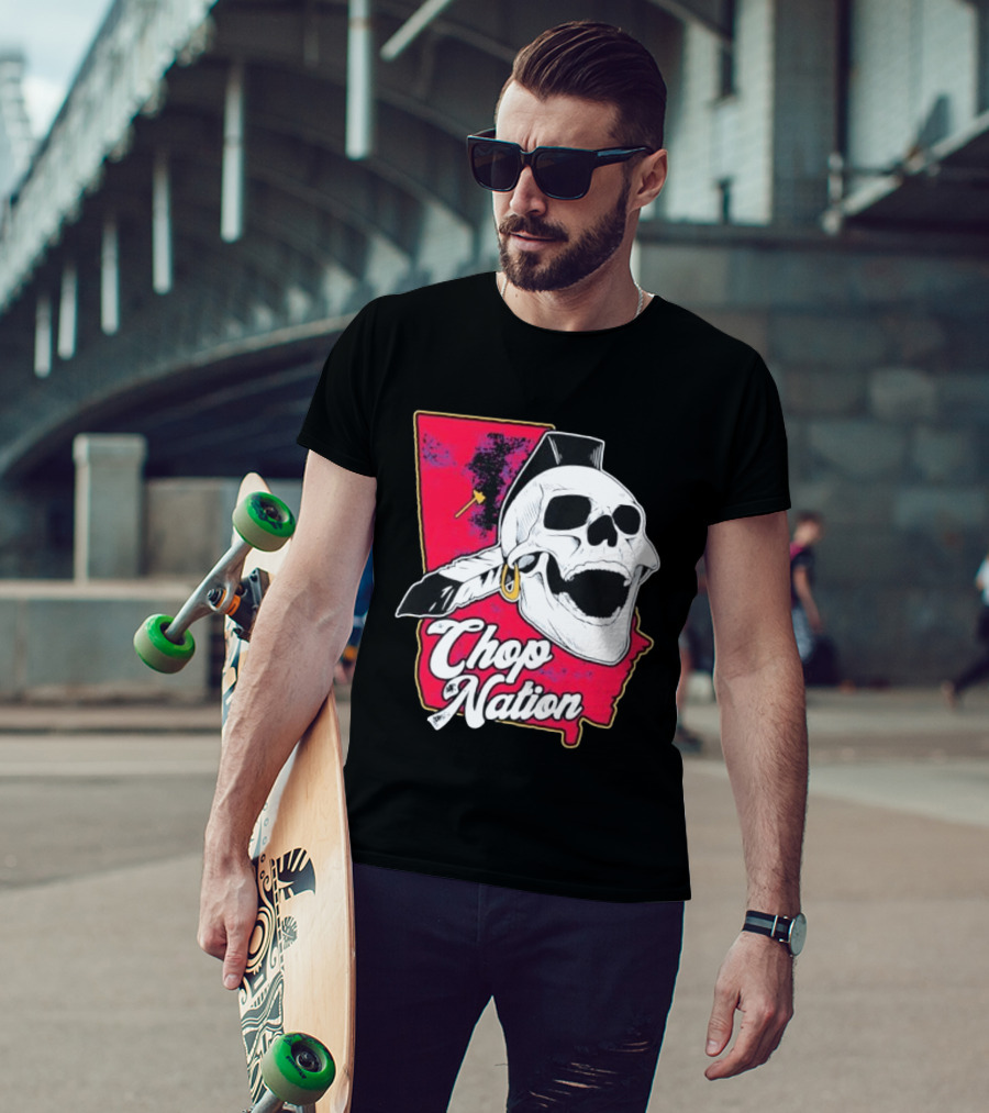 Atlanta Braves Chop Nation Skull Tomahawk Chop T-Shirt