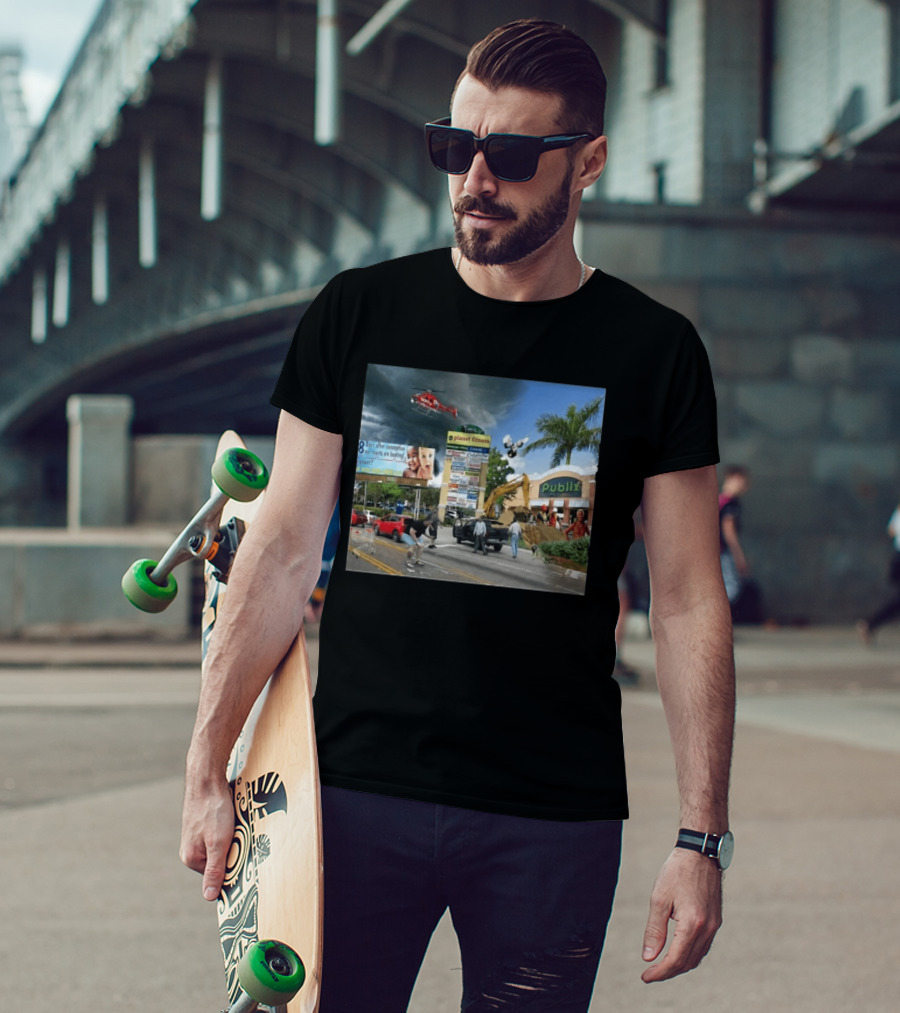 Planet Fitness Publix Chaos At Florida Shopping Plaza With Helicopter And Billboard T-Shirt