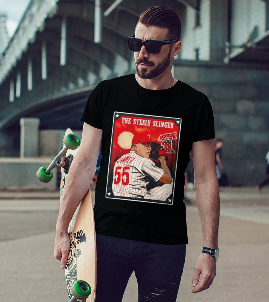 Philadelphia Phillies Ranger Suarez Steely Slinger 55 Baseball T-Shirt