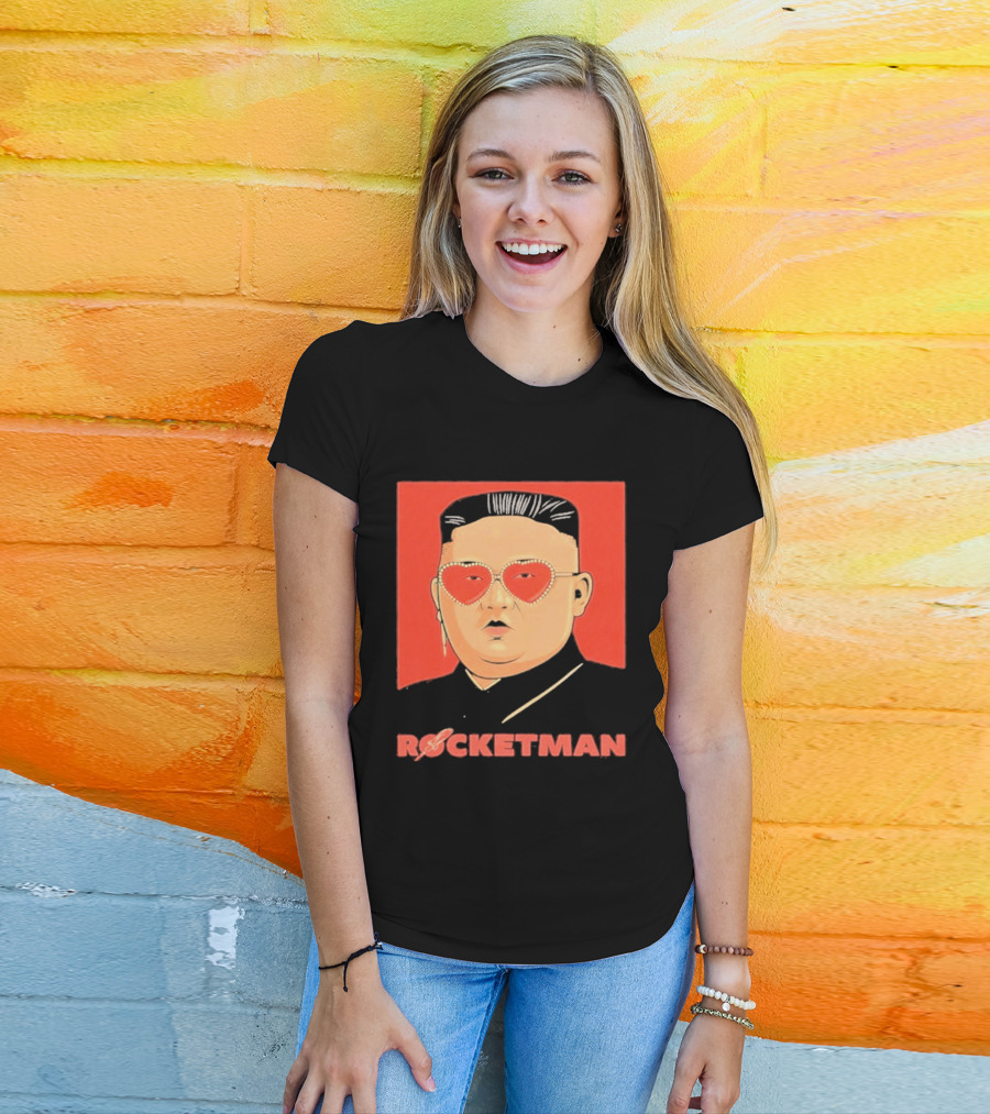 Kim Jong Un Heart Sunglasses Rocketman Meme T-Shirt
