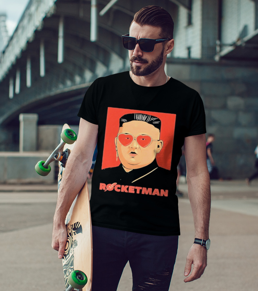 Kim Jong Un Heart Sunglasses Rocketman Meme T-Shirt