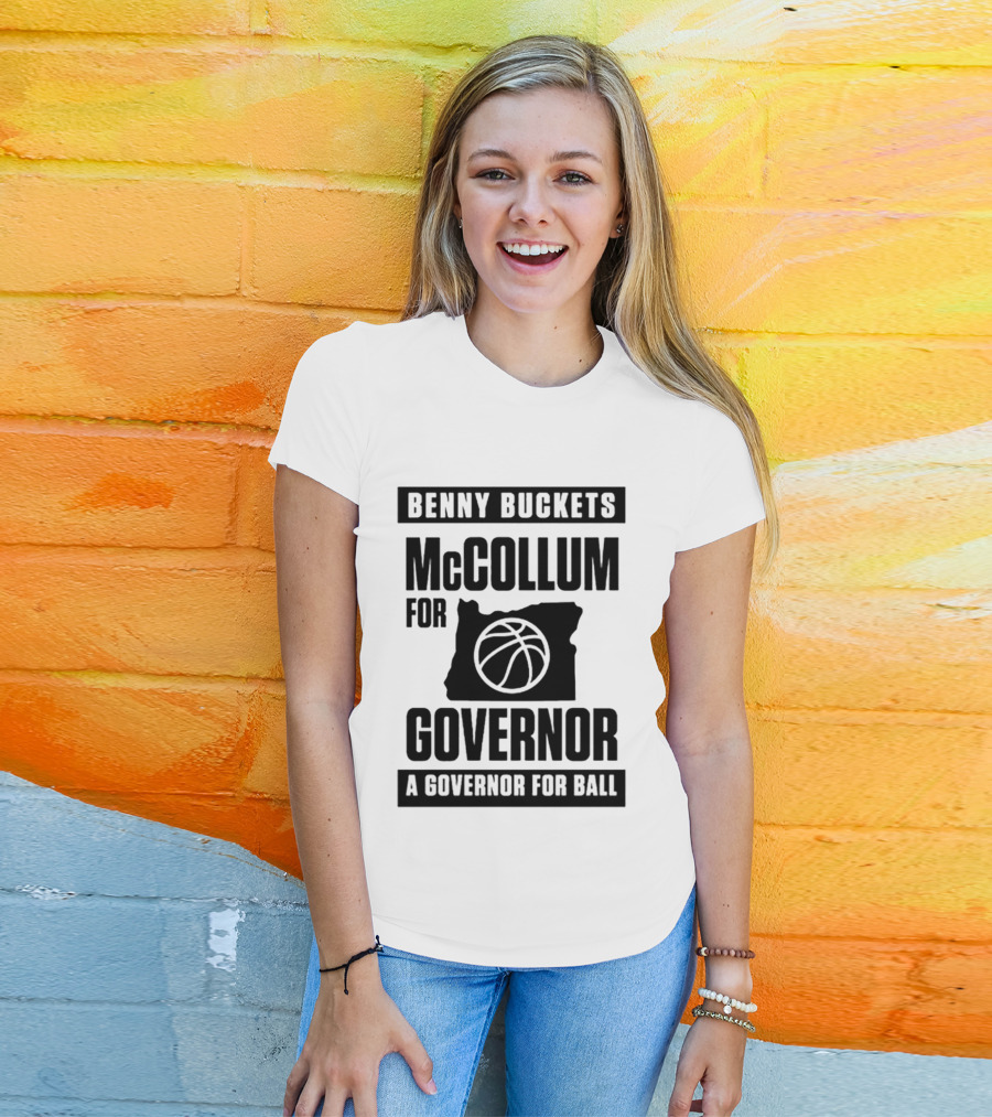Benny Buckets McCollum For Governor A Governor For Ball Basketball Map T-Shirt