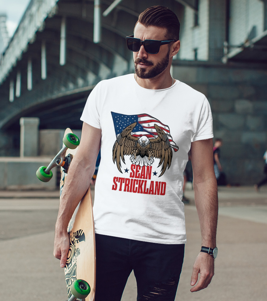 Sean Strickland Eagle With American Flag T-Shirt