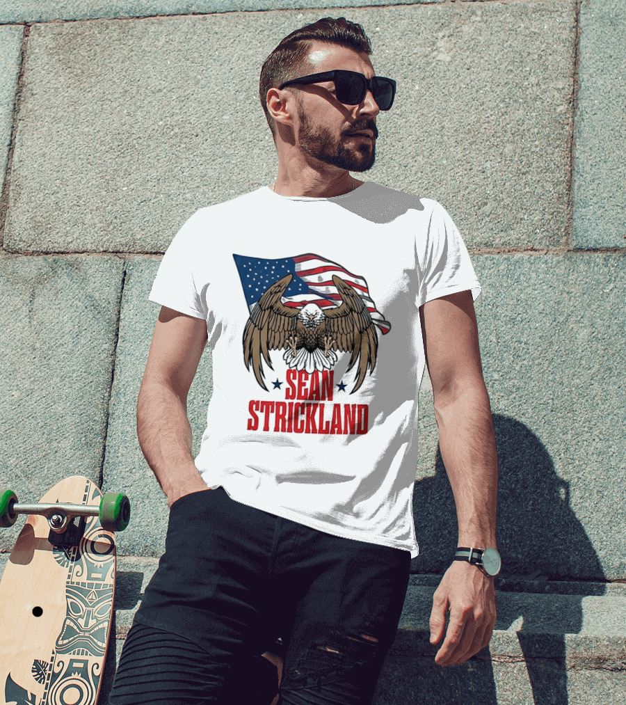 Sean Strickland Eagle With American Flag T-Shirt