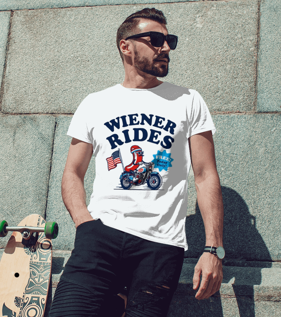 Wiener Rides 4th Of July Sausage Driving Motorbike Free Today Only 250th Anniversary T-Shirt
