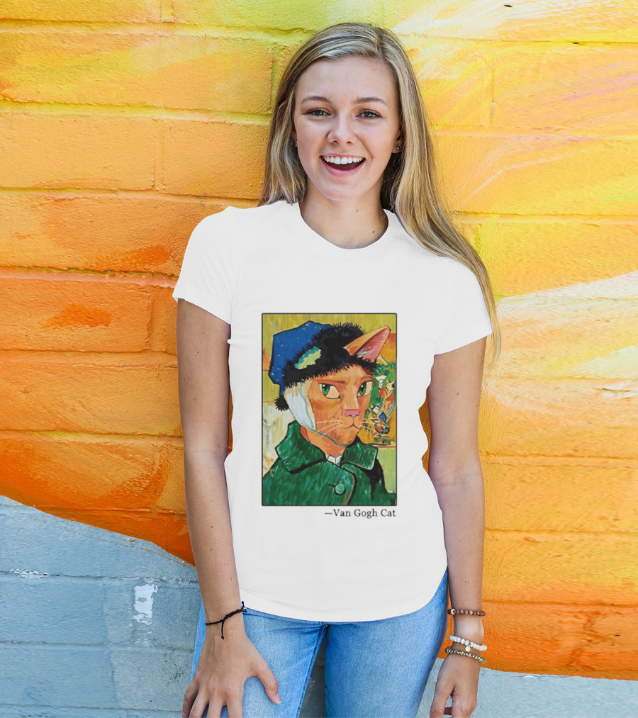 Cat In Van Gogh Style With Bandaged Ear Iconic Painting T-Shirt