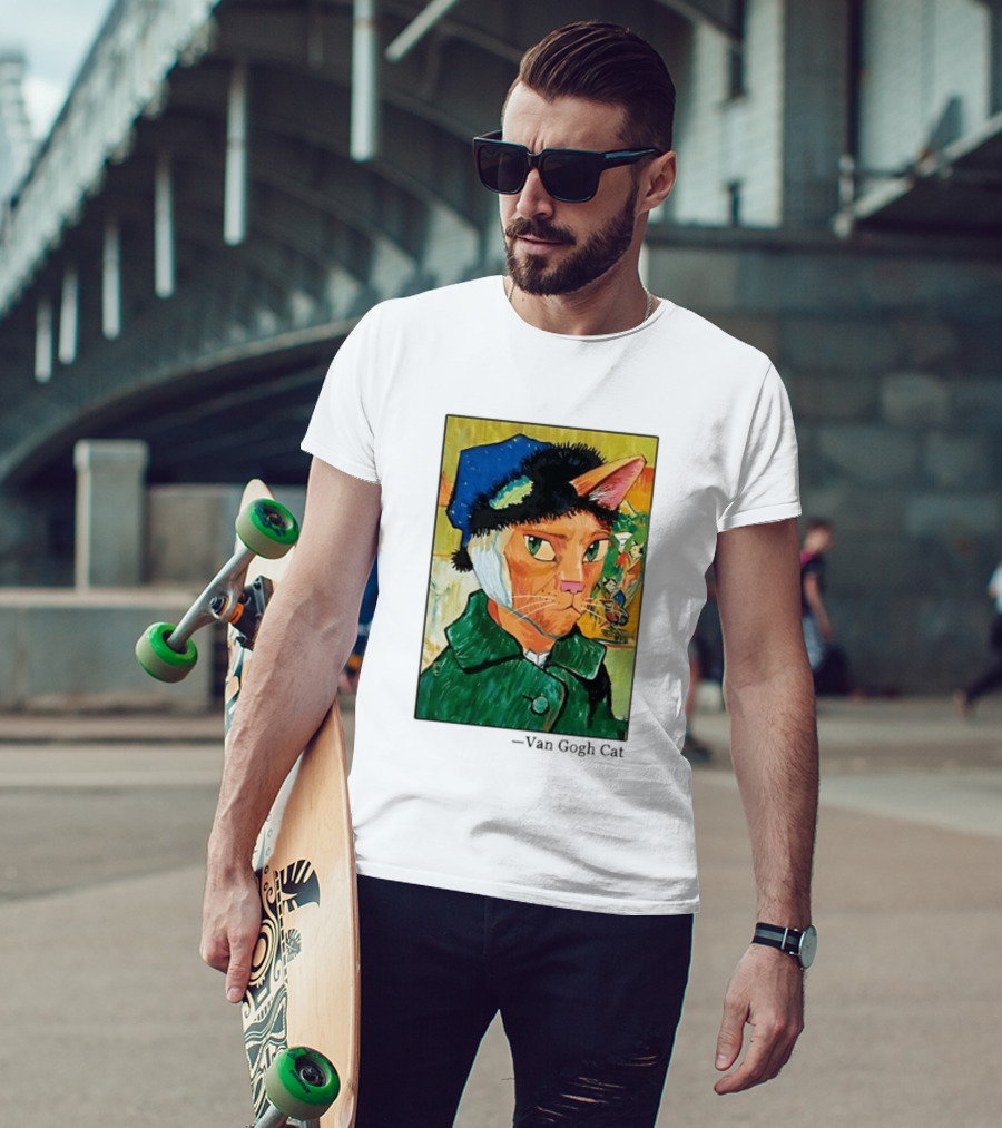Cat In Van Gogh Style With Bandaged Ear Iconic Painting T-Shirt