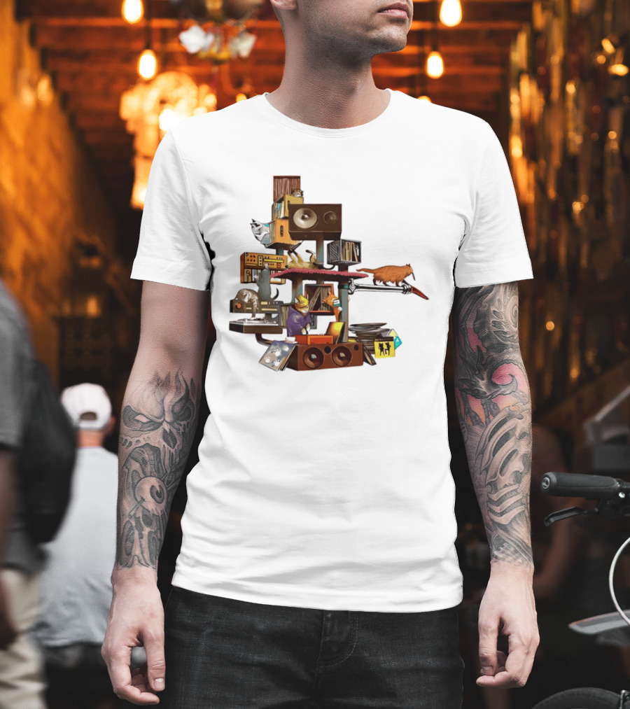 Cats Jamming With Crates And Music Gear T-Shirt