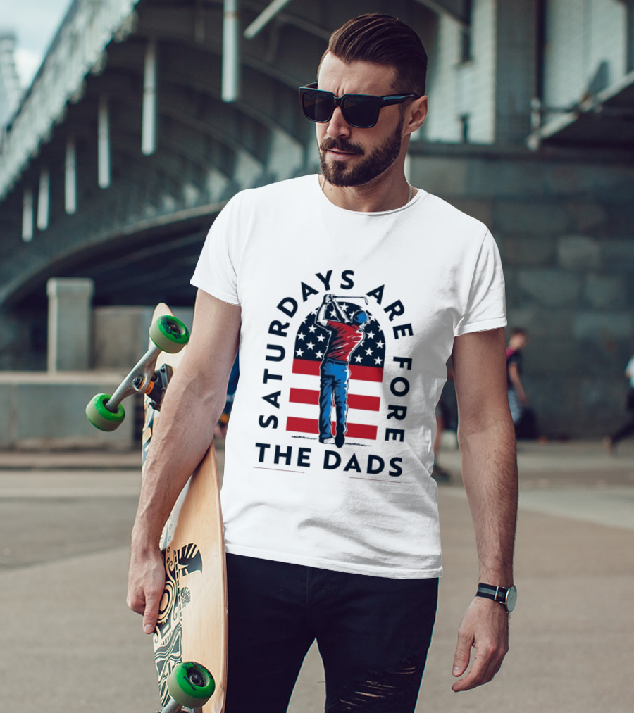 Saturdays Are Fore The Dads Golfer With American Flag T-Shirt