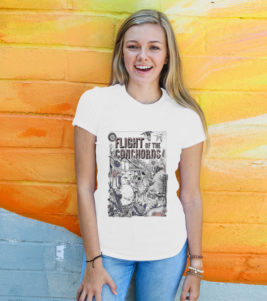 Flight Of The Conchords Los Angeles CA Botanical Owl And Cityscape T-Shirt