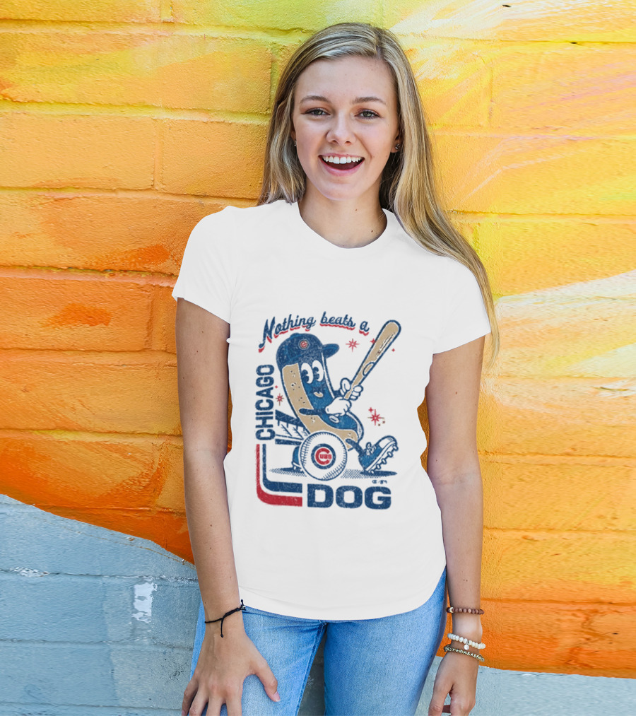 Chicago Cubs Hot Dog Nothing Beats A Chicago Dog T-Shirt