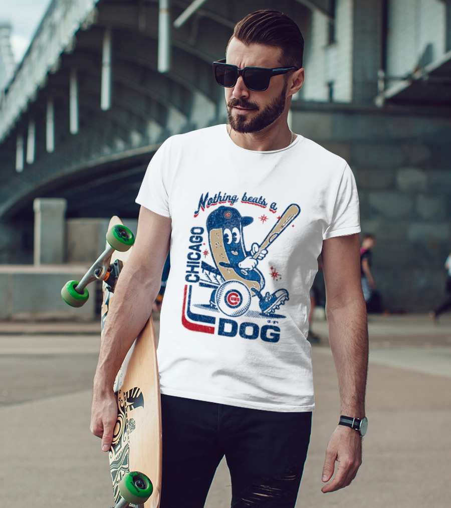 Chicago Cubs Hot Dog Nothing Beats A Chicago Dog T-Shirt
