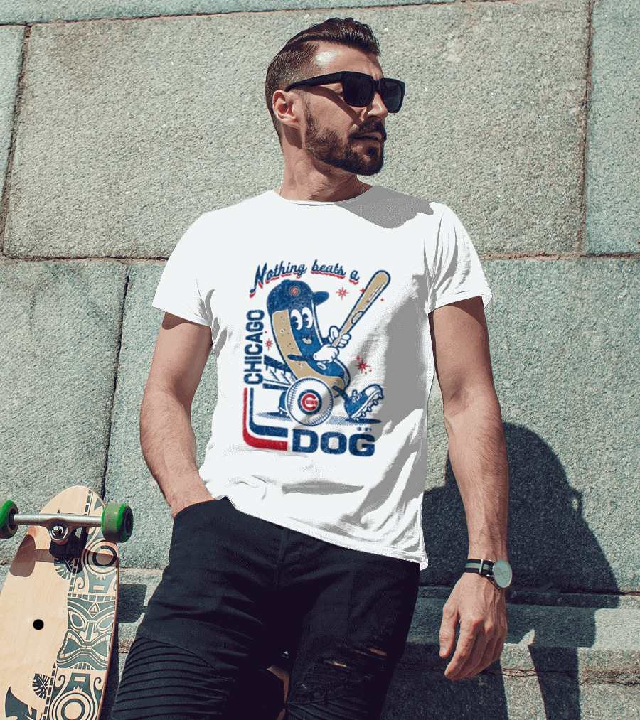 Chicago Cubs Hot Dog Nothing Beats A Chicago Dog T-Shirt