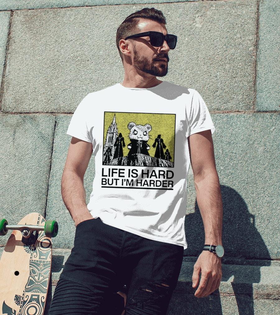 Hamtaro Life Is Hard But I'm Harder Gothic Style Tower And Figures T-Shirt