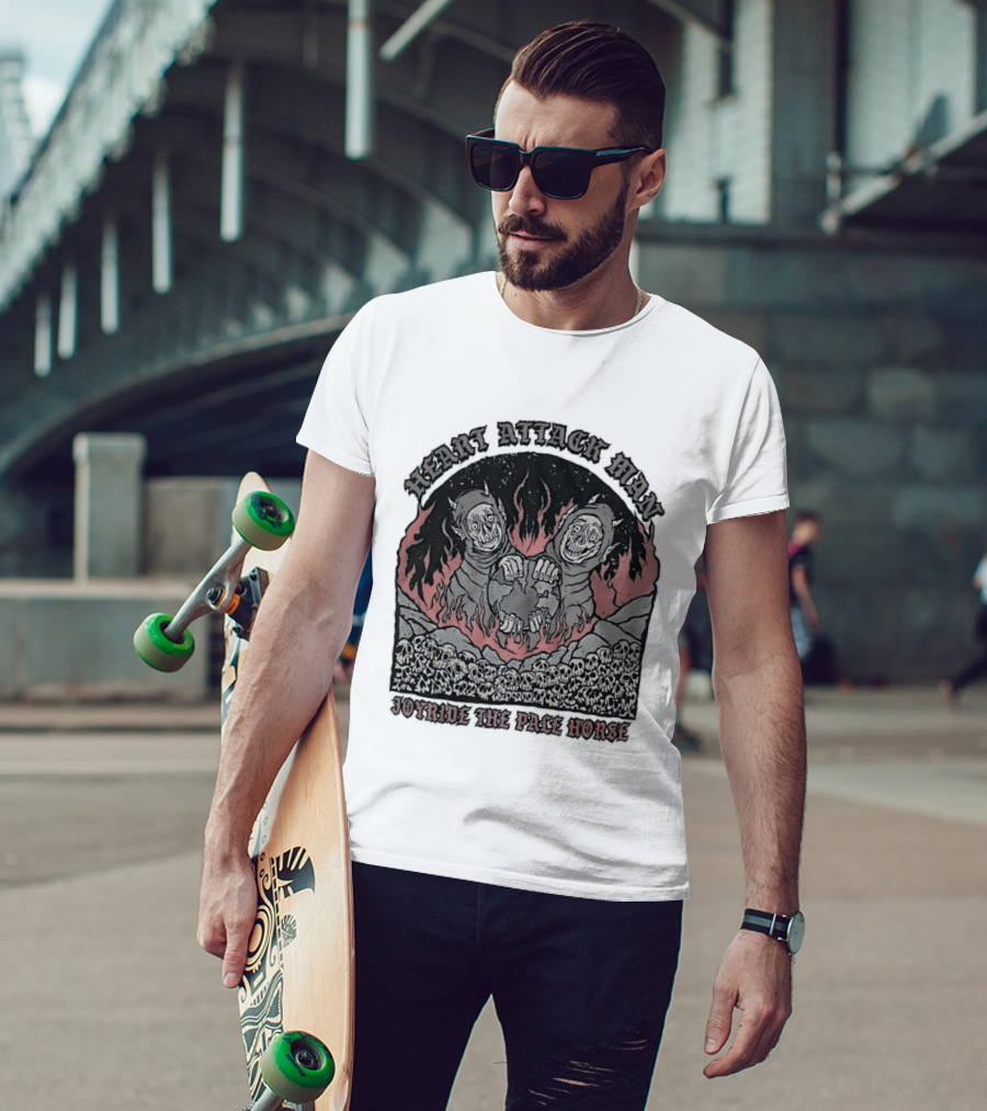 Heart Attack Man Joyride The Pale Horse Skulls Fire Red Flames T-Shirt