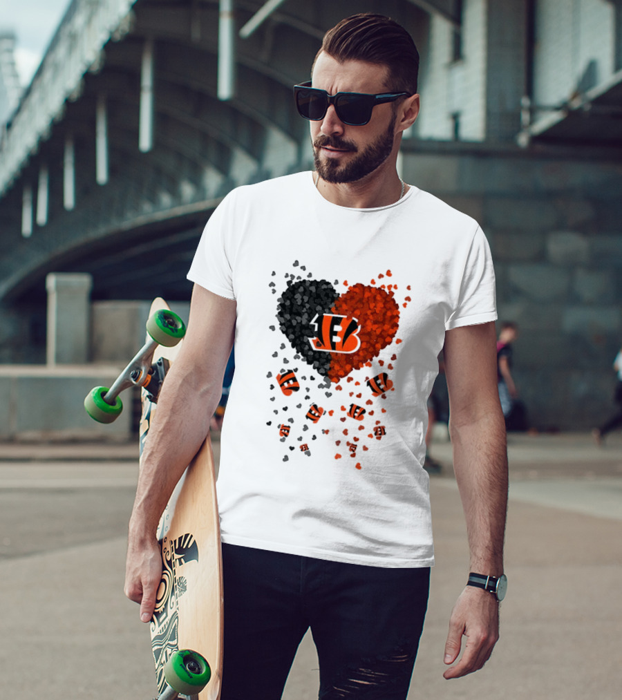 Cincinnati Bengals Heart 2026 Football Fan Love Collection T-Shirt