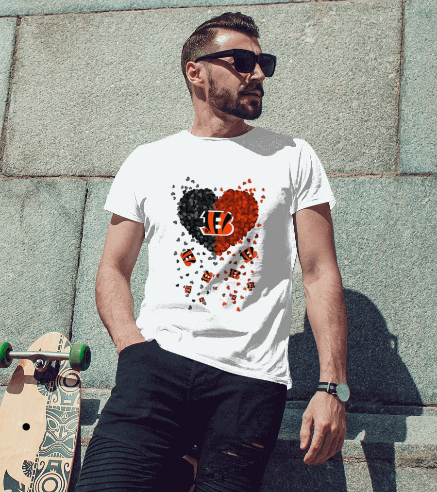Cincinnati Bengals Heart 2026 Football Fan Love Collection T-Shirt