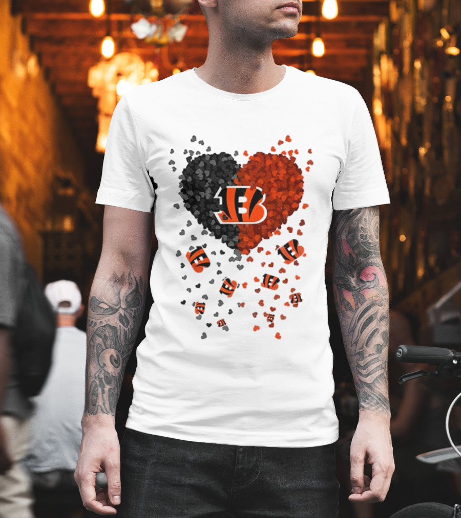 Cincinnati Bengals Heart 2026 Football Fan Love Collection T-Shirt