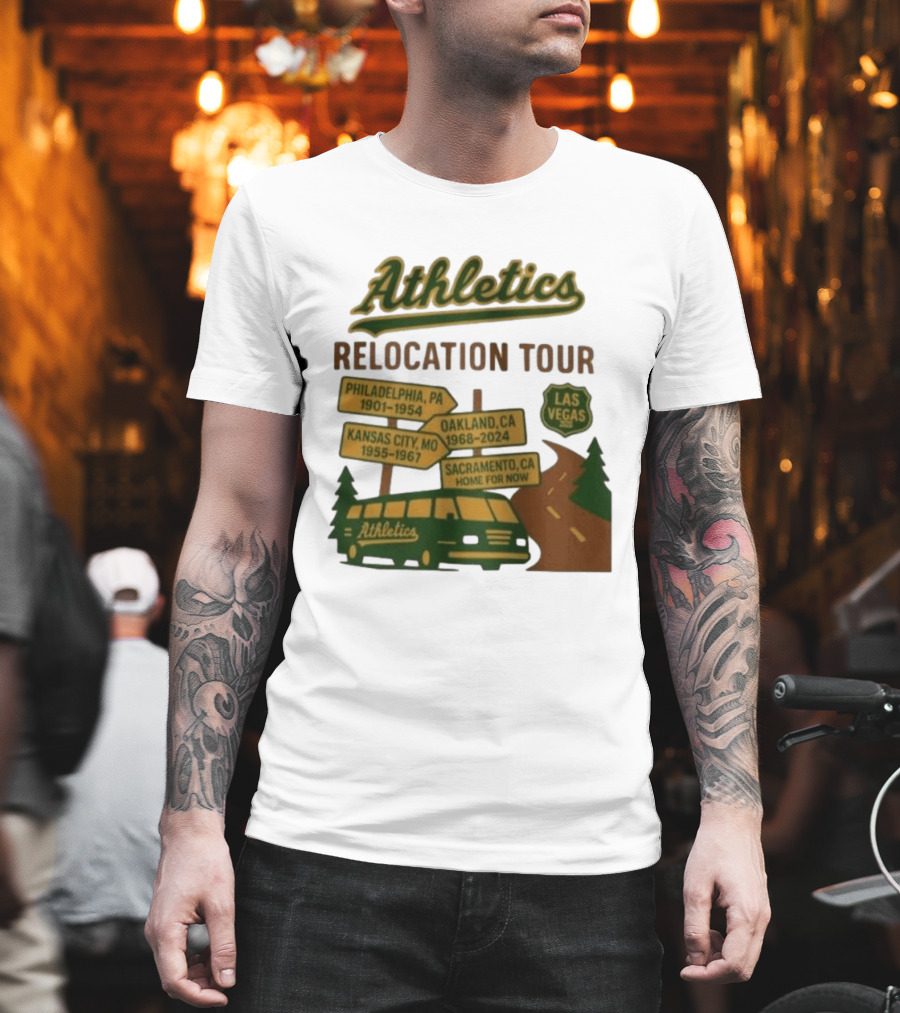 Athletics Relocation Tour Philadelphia Kansas City Oakland Sacramento Las Vegas T-Shirt