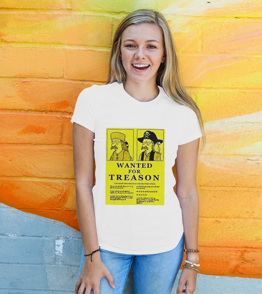 Wanted For Treason Kirk Van Houten Pirate And Russian Hat Cartoon Wanted T-Shirt