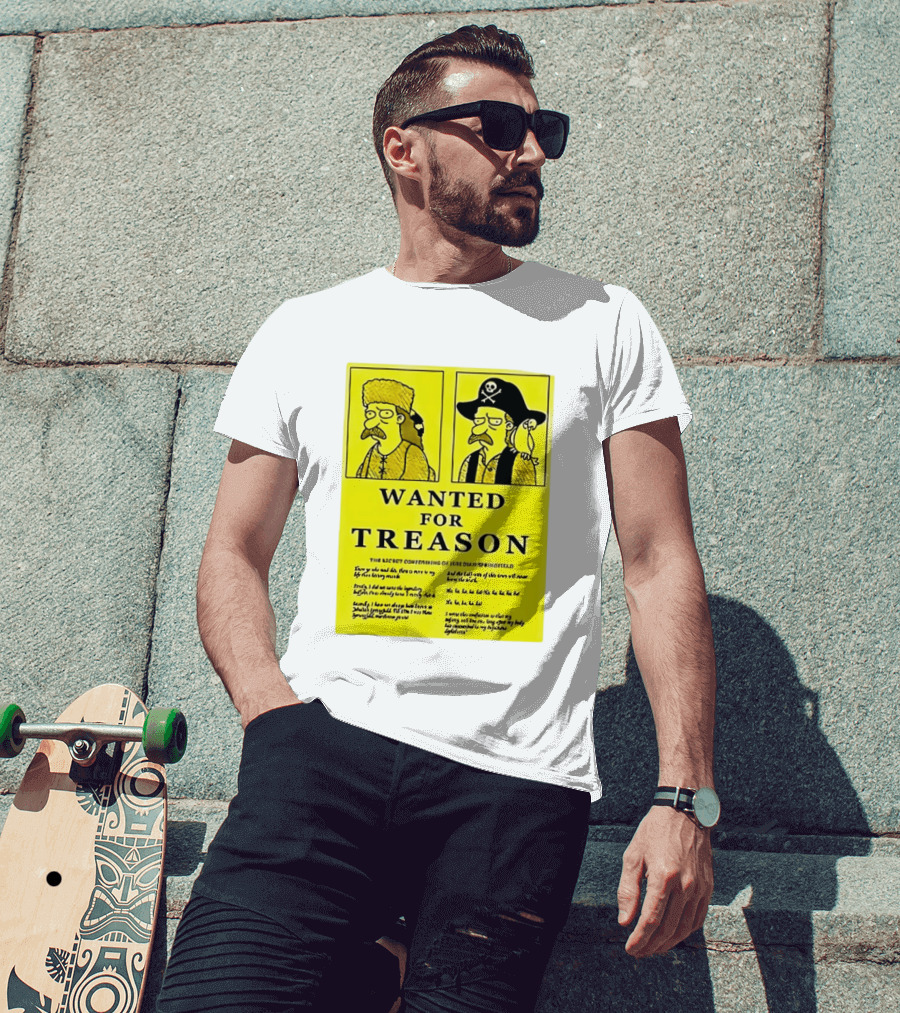 Wanted For Treason Kirk Van Houten Pirate And Russian Hat Cartoon Wanted T-Shirt