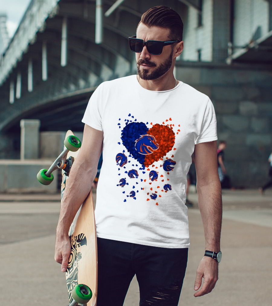 Heart Of Boise State Broncos Football 2026 Blue Orange Passion T-Shirt