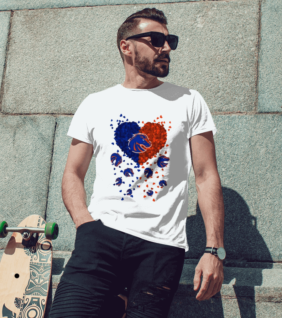Heart Of Boise State Broncos Football 2026 Blue Orange Passion T-Shirt