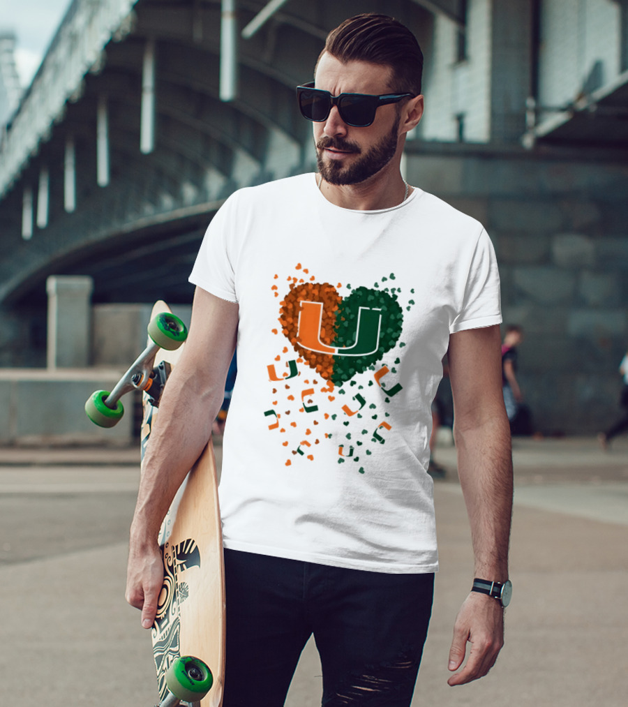 Heart Of Miami Hurricanes 2026 U Logo Football Celebration T-Shirt