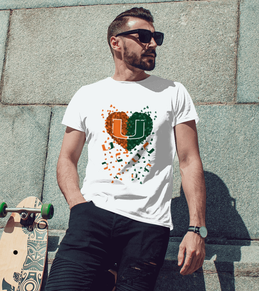 Heart Of Miami Hurricanes 2026 U Logo Football Celebration T-Shirt