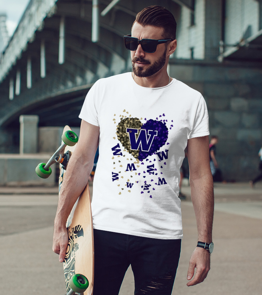 W Washington Huskies Heart 2026 Football Celebration T-Shirt