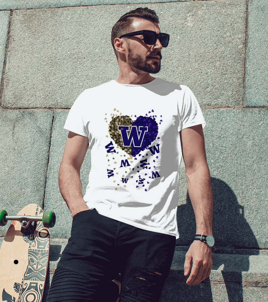 W Washington Huskies Heart 2026 Football Celebration T-Shirt