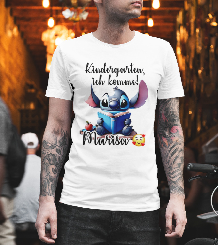 Kindergarten Ich Komme Marisa Blue Alien Book Reading T-Shirt