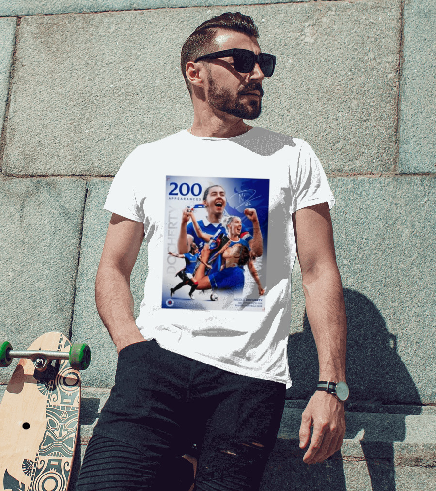 Nicola Docherty 200 Appearances Rangers Football Club Celebration T-Shirt