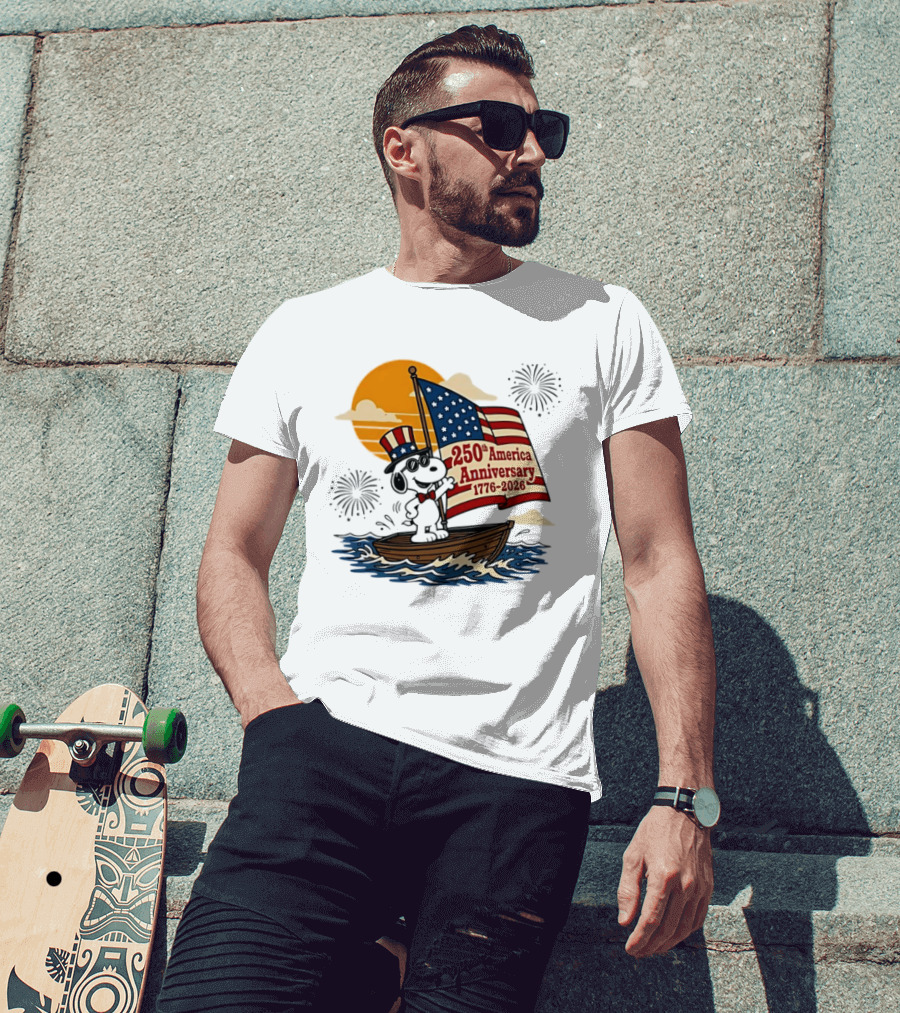 Snoopy 250th America Anniversary 1776 2026 Sailboat Celebration T-Shirt
